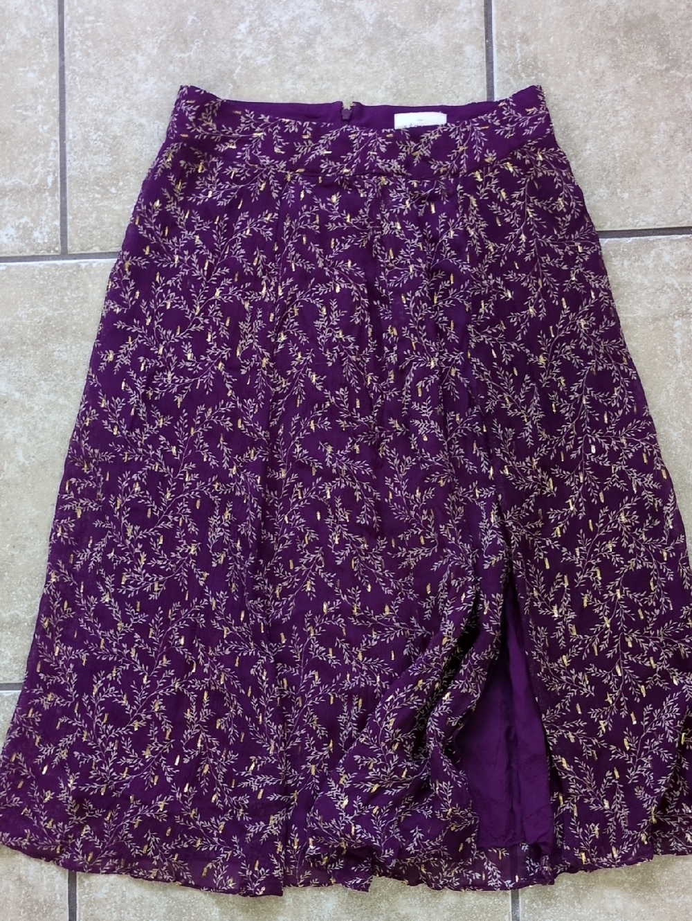 Sezane Women's Purple Floral A-Line Skirt